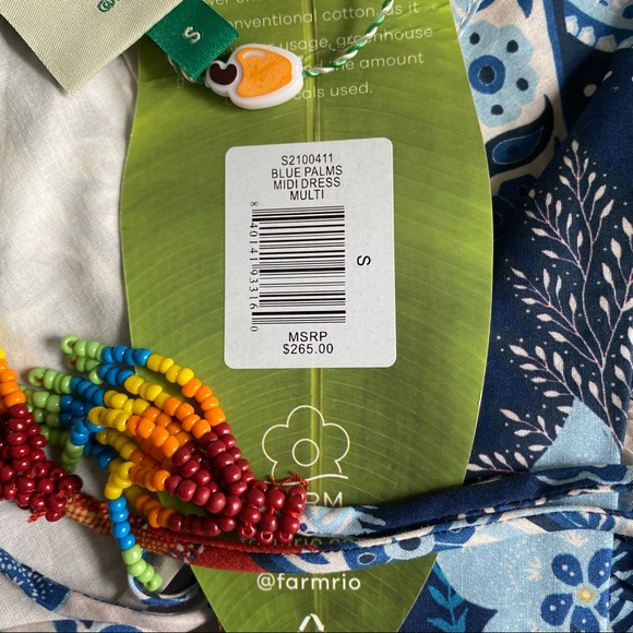 🥭FARM Rio Blue Palms midi Dress - Picture 5 of 10